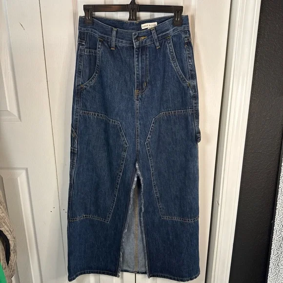 Moon River Dark Blue Denim Skirt - Picture 3 of 4